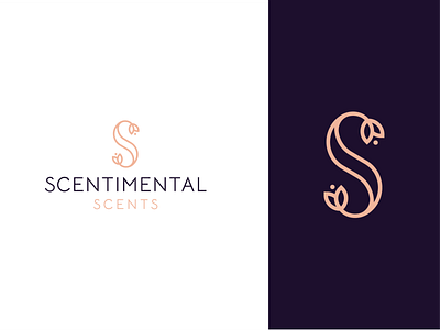 scentimental scents brand branding concept design flower identity illustration logo minimal modern s vector
