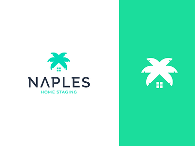 Naples Home Staging app brand branding concept design home house identity illustration logo minimal modern palm realestate tree vector