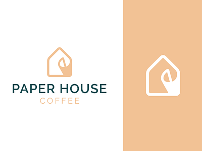 paper house coffee app brand branding cafe coffee concept design home house identity illustration logo minimal modern paper vector