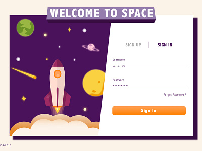 Sign In to Space dailyui design illustration ui