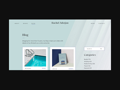 Blog page for a writer's website blog interface pastel webdesign writer