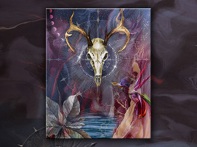 Provenance animal skull antlers editorial collage elements fantasy horns mystical orchid origin story photo artistry photo collage water