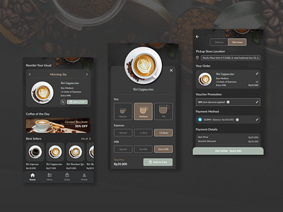 012 Coffee E-Commerce 100daychallenge app cafe classic coffee coffee app coffee ecommerce coffee shop coffeeshop dailyui dailyuichallenge day12 ecommerce illustration menu order order confirmation pay now takeaway