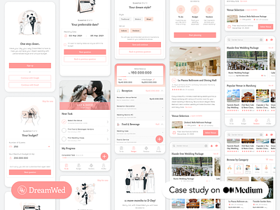 DreamWed - Wedding Planner App app app design budget designerd marriage medium medium case study todo todolist ui uidesign ux ux design vendors wedding wedding app wedding organizer wedding planner wedding planner app weekly challenge