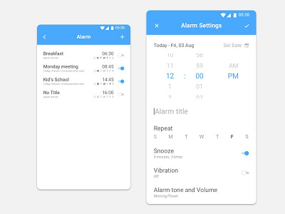 007 Alarm - Settings alarm apps clean clock dailyui dailyuichallenge setalarm settings