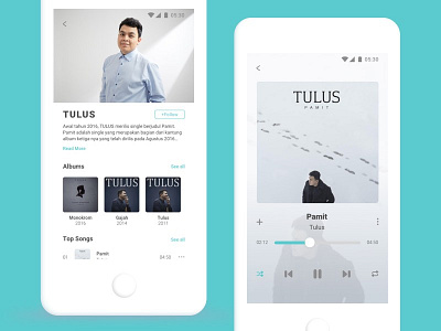 009 Music Player - Tulus albums appdesign dailyui dailyuichallenge musicapp musicplayer play songs tulus