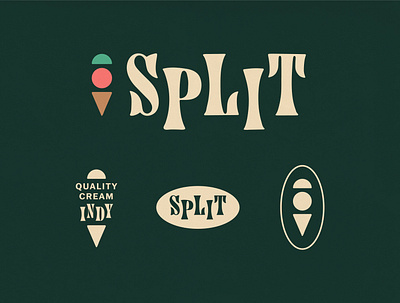 Split badge brand and identity branding ice cream icon logo seal typography vector visual identity