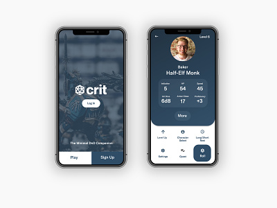 crit - The Minimal DnD Companion app concept app dashboard app developer application design dnd iphone x ui ux ux design