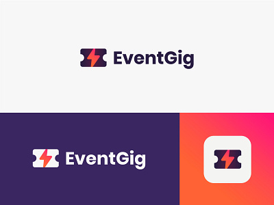 EventGig app app logo brand and identity branding logo logo design tech logo ticket ticket app typography vector
