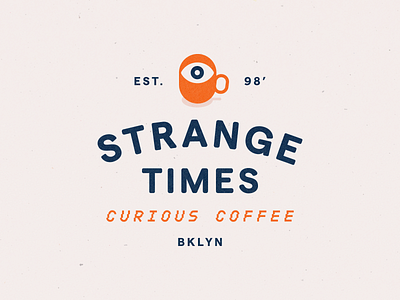Strange Times brand and identity branding coffee eye logo logo logotype small business typography vector