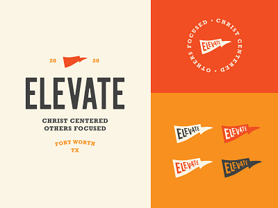 Elevate brand and identity branding camp camp logo church church branding church logo design editorial design flag flag logo graphicdesign logo pennant typography