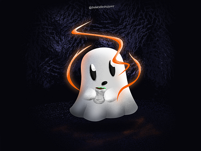 Tiny ghost with burritto autmn burritto character characterdesign cute fall forest ghost illustration scary tiny ghost vector witch witchy
