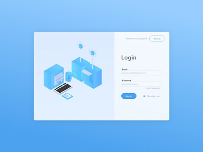 Login Page + Isometric Art 3d 3d art 3d design 3drender enter form illustration isometric login login form login page mock up ui ux web design