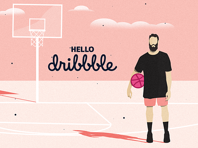 Hello Dribbble! Rookie Debut. adidas andre basketball beard debut debuts flat harden hello illustration illustration design nba nike rookie sneakers type typography vector