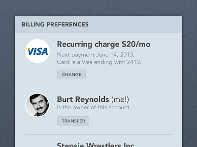 Burt owning an account account app blue flat web