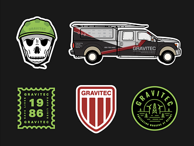 Sticker Designs badge branding design illustration illustrator cc skull stickers truck vector