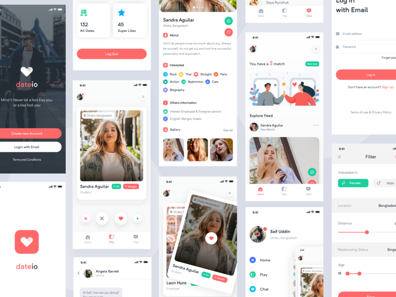 Project: dateio app app concept app home page app ui app ui kit data dateio dating app design filter imran ios app massage meet app minimal app minimal app design online dating app project uiux ux