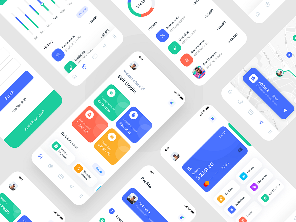 Bank UI Kit designs, themes, templates and downloadable graphic ...