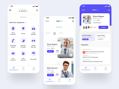 Project: Medicare app app design app concept app ui design design doctor appointment doctor booking app imran ios app medical app minimal app design ux