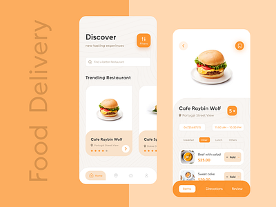 Food Delivery ios App UI burger clean color food app food delivery app concept ios app minimal app restaurants app restaurants details page smooth app uiux
