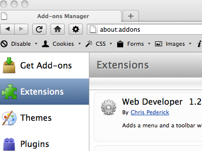 Mac skin for Web Developer extension firefox mac toolbar
