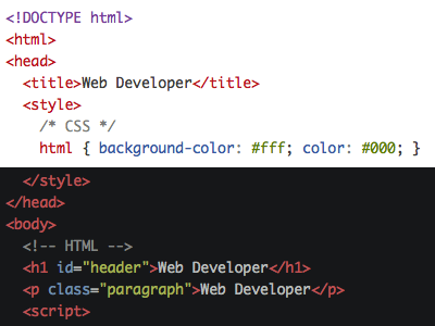 Updated syntax highlighting colors in Web Developer chrome extension firefox syntax highlighting