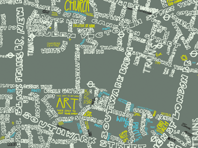 London Map fun handrawn map personal project typography
