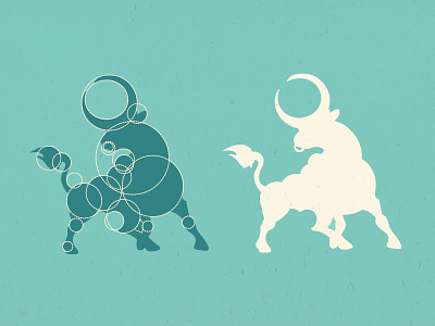 Circular Bull Logo 2d animal bull circles drawing illustrator logo