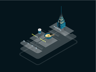 Food rating app illustration for our homepage apart labs app design illustration isometric nyc stack ui ux