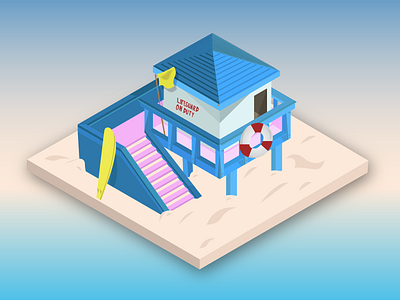 Lifeguard Hut adobe illustrator architechture design flat illustration isometric isometric art isometric design vector