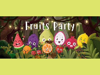 fruits pary banner design design illustration