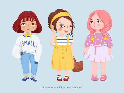 cute girls-2 design illustration