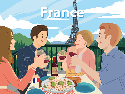 France banner design design food illustration travel typography