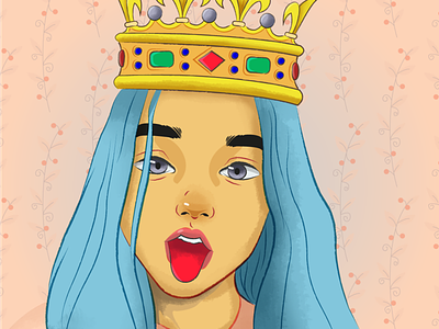 Crown art digital girl illustration vector