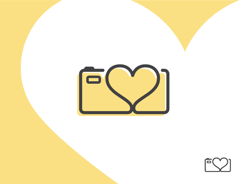 Yellow Heart Photography branding heart icon logo design photography