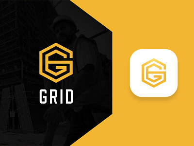 Get Grid app branding construction glyph grid icon logo design