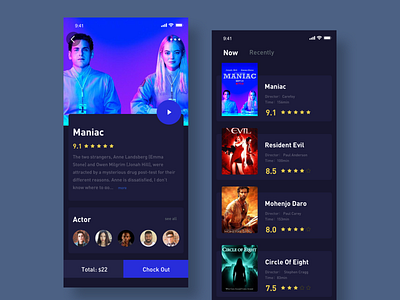 Movie App Interface Design Dark Theme by SoLemon for Top Pick Studio on ...