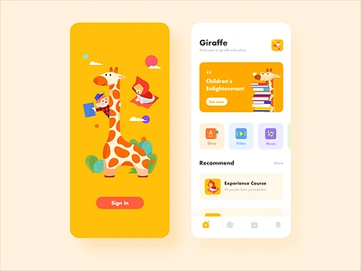 Child education app child education giraffe icon illustration sign in ui ux