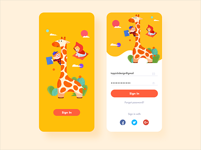 Sign In Interface app book design education enlightenment giraffe icon illustration music sign in sign in page story ui ux