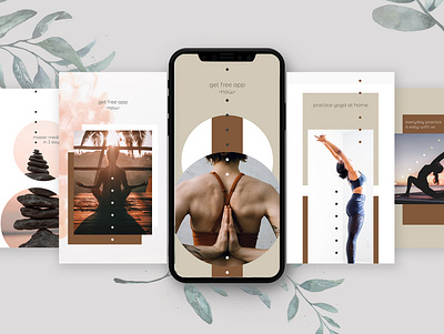 yoga class social media ads aftereffects banners design vertical instagram iphonex lifestyle blog mockup namaste socialmedia ui ux yoga yoga pose