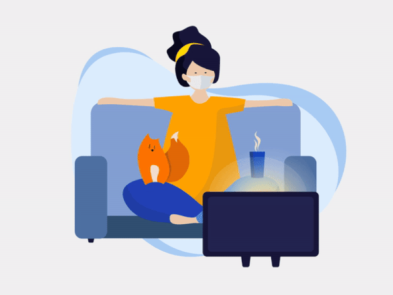 stayhome adobe aftereffects animation cat chill corona coronavirus covid covid19 home illustration motion stayhome tv vector