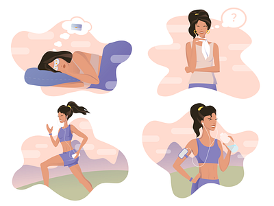 Set for illustrations for a fitness app