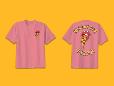 Hungry For Pizza design mock-up Pink Shirt