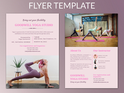 Yoga Flyer Template, Fitness Flyer, Yoga Template, Editable yoga