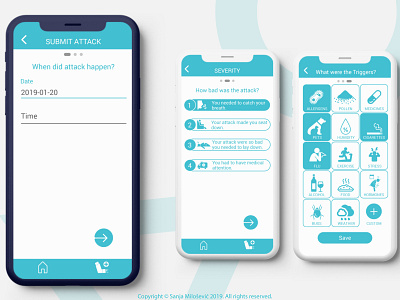 AsthmaPal●App●User app asthma blue design prediction ui user experience user interface ux white