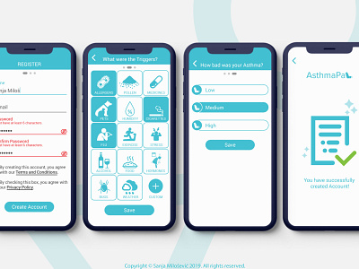 AsthmaPal●App●User asthma blue prediction ui uidesign userexperience userinterface ux uxdesign white