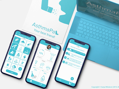 AsthmaPal●App●User app asthma blue predict product ui ui ux design ui ux userexperience userinterface ux white
