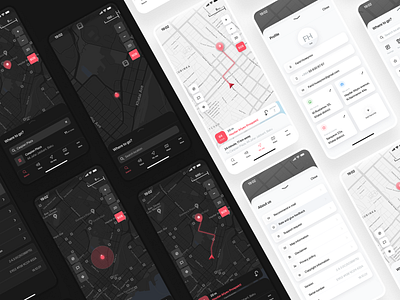 "AzNav" - Navigation System Application Design 2d 3d app dark design gps map maps mobile navigation navigator ui ux
