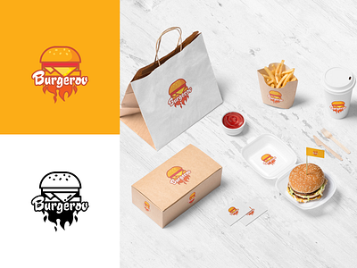 Burgerov logo burger burgerhouse burgerov foodlogo icon logo logotype orange