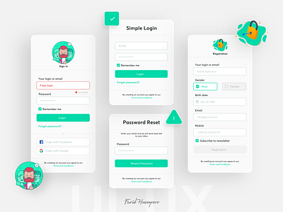 Regstration, Login UI design kits login login form password regstration ui ui ux uikits